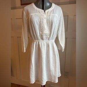 Women's White Lace-Trim Mini Dress 8